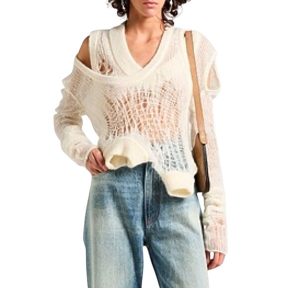 Rick Owens  Off-White Asymmetric Sweater Size M NEW - Picture 3 of 13